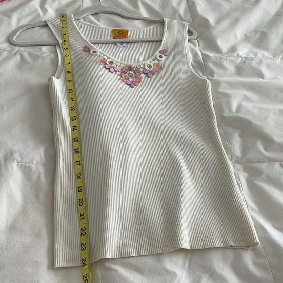 Ruby Rd. cream ribbed embellished shell - Picture 7 of 9